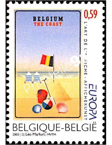 Timbre de Belgique n° 3172, EUROPA 2003, collection timbre Europe