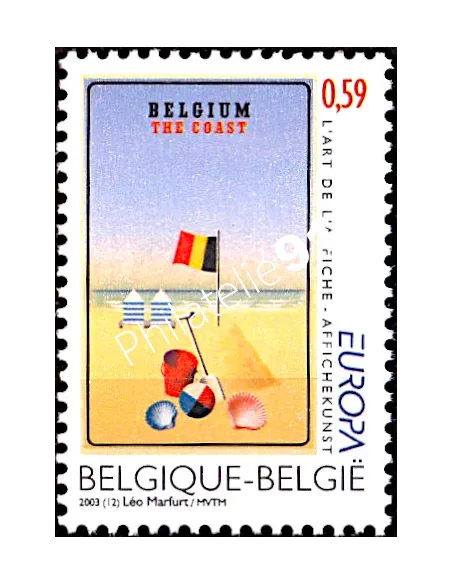 Timbre de Belgique n° 3172, EUROPA 2003, collection timbre Europe
