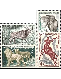 Timbres A.E.F. n° 238-241, Faune, timbres des colonies françaises