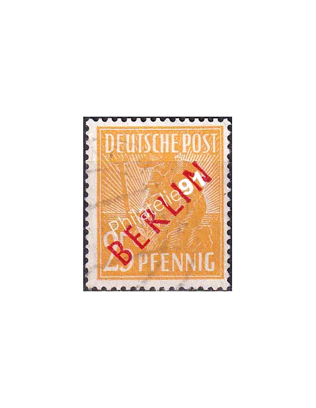 BERLIN, n° 10B oblitéré, surcharge rouge, collection timbres Allemagne