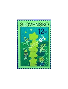 Slovaquie, n° 321a, papier fluo, collection timbres Europe