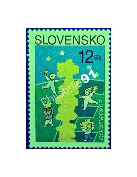 Slovaquie, n° 321a, papier fluo, collection timbres Europe