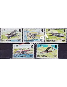 Timbres d'Ile de Man n° 253 à 257, avions, collection timbres d'Europe