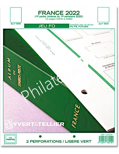 -                      2022  -   JEU FO FRANCE - 1er semestre 2022 (liseré vert, sans visuel des timbres, ni pochette)