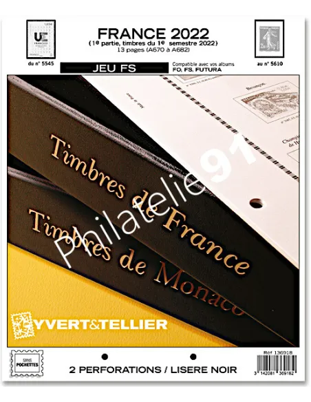 -                      2022  -   JEU  FS FRANCE - 1er semestre 2022 (liseré noir, avec visuel des timbres, sans pochette)