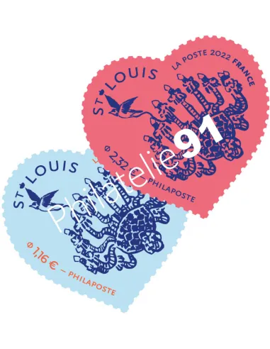 n° 5552 - 5553 ** - Cœurs Saint-Louis (gommés)