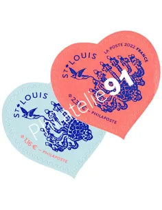 ADH. n°2097 - 2098 - 2 Timbres adhésifs Cœurs Saint-Louis - Saint-Valentin