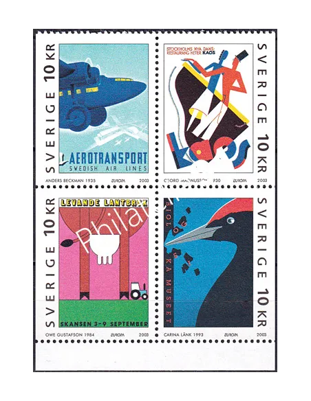 Suède, n° 2317 à 2320, bloc de 4, collection timbres Europe