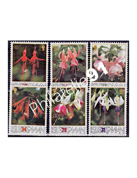 ILE DE MAN - n°  375 à 380 ** - Société mannoise des amateurs de fuchsias