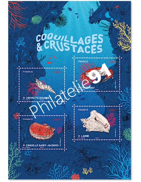 n° 5556 à 5559 ** (F5557) - Feuille Coquillages et crustacés