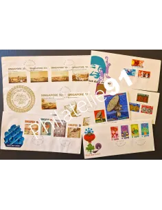 Singapour, Lot de timbres sur enveloppes 1er Jour, Lot tous Pays