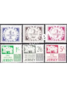 JERSEY, Timbres-Taxe n° 1 à 6, collection timbres Europe