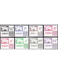 JERSEY, Timbres-Taxe n° 7 à 14, collection timbres Europe