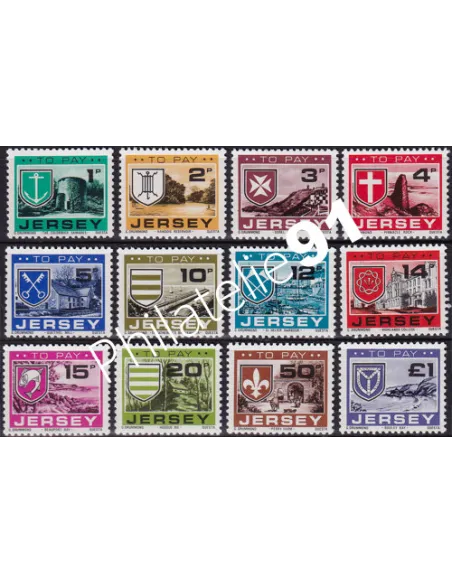 JERSEY, Timbres-Taxe n° 21 à 32, collection timbres Europe