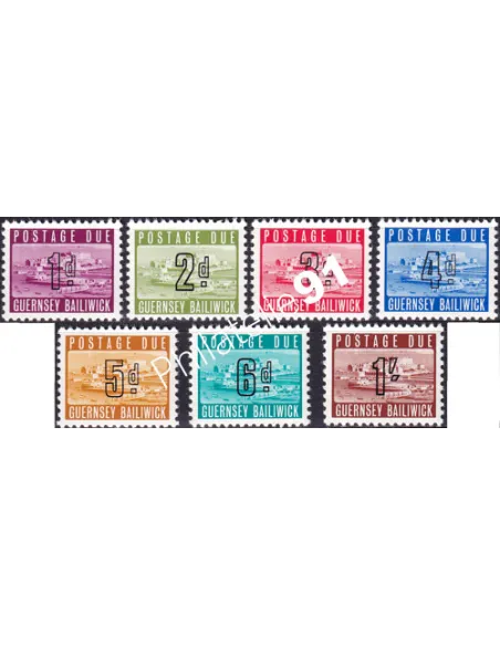 Guernesey, Timbres-Taxe n° 1 à 7, collection timbres Europe