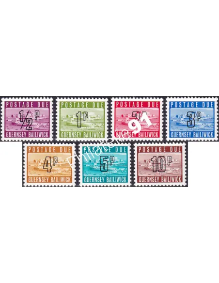 Guernesey, Timbres-Taxe n° 8 à 14, collection timbres Europe