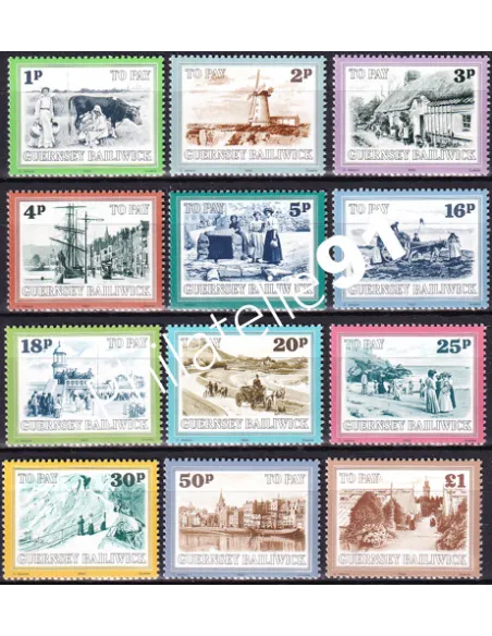 Guernesey, Timbres-Taxe n° 30 à 41, collection timbres Europe