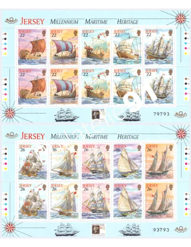 Jersey, n° 927 à 936, en 2 feuilles, collection timbres Europe