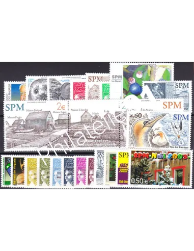 Année complète 2003 de Saint-Pierre-et-Miquelon,timbres Dom-Tom