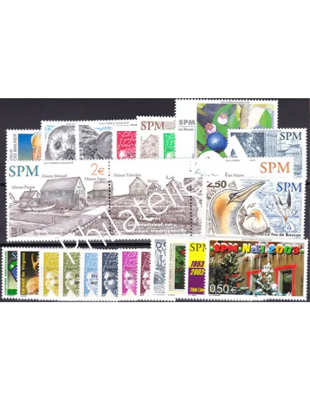 Année complète 2003 de Saint-Pierre-et-Miquelon,timbres Dom-Tom