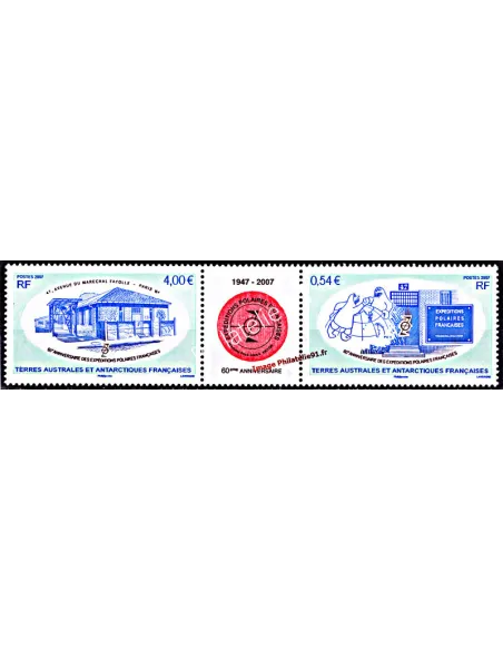 TAAF, n° 459 à 460, paire avec vignette, Collection timbres Dom-Tom