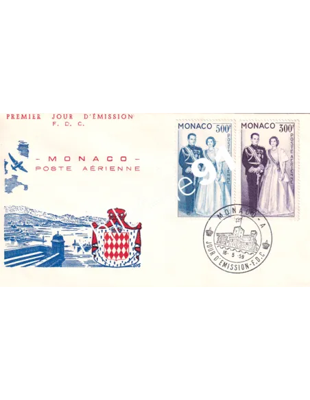 MONACO, Timbre PA n° 71 et 72 sur enveloppe 1er Jour, Timbres Monaco