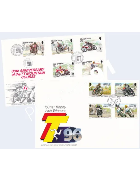 ILE DE MAN, Lot de 2 séries sur enveloppes 1er Jour, Timbres Europe