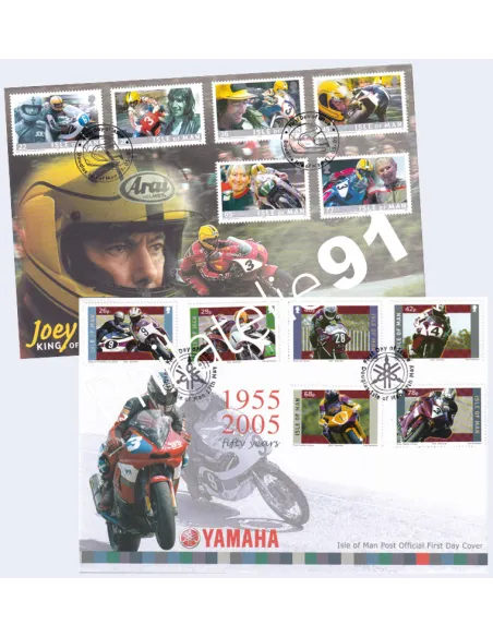 ILE DE MAN, Lot de 2 séries sur enveloppes 1er Jour, Timbres Europe