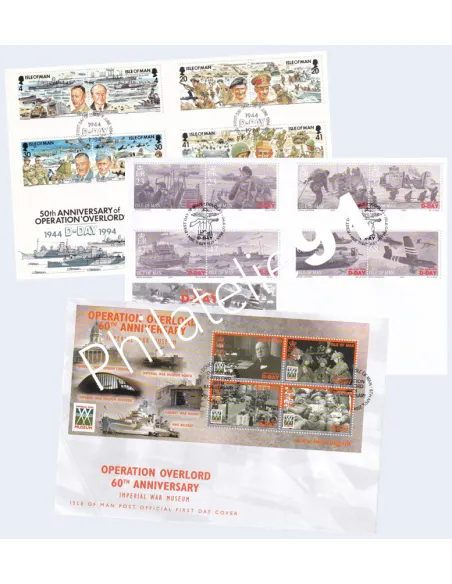 ILE DE MAN, Lot de 3 enveloppes 1er Jour, 39/45, Timbres Europe