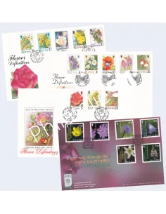 ILE DE MAN, Lot de 4 enveloppes 1er Jour, Fleurs, Timbres Europe