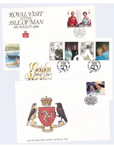 ILE DE MAN, Lot de 3 enveloppes 1er Jour, Elizabeth II, Timbres Europe