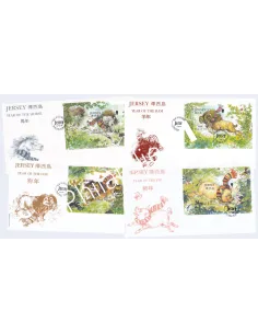 JERSEY, Lot de 4 Blocs-Feuillets sur enveloppes 1er Jour, Timbres Europe