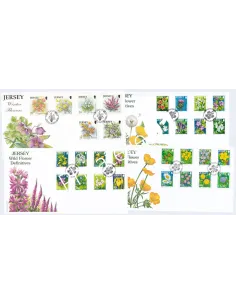 JERSEY, Lot de 4 Séries sur enveloppes 1er Jour, Timbres Europe