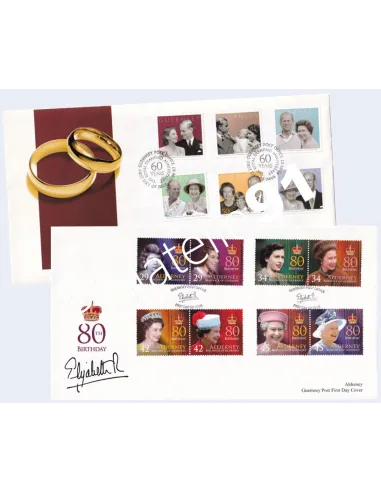 GUERNESEY & ALDERNEY, Lot de 2 enveloppes 1er Jour, Europe