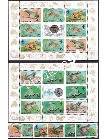 Corée du Nord, Lot d'une sérié et 2 BF, collection Timbres Asie