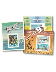 Tous Pays, Lot de 3 BF, Charles Lindbergh, collection Timbres colonies