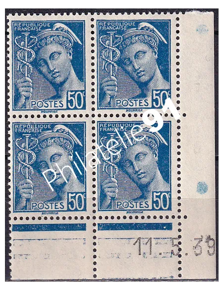 Coin daté sur Timbre n° 414A, Collection timbres France
