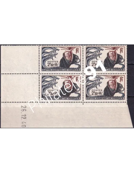 Coin daté sur Timbre n° 496, Collection timbres France