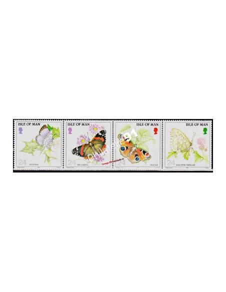 Timbre d'ILE DE MAN - n° 595 à 599, papillons, timbres d'Europe