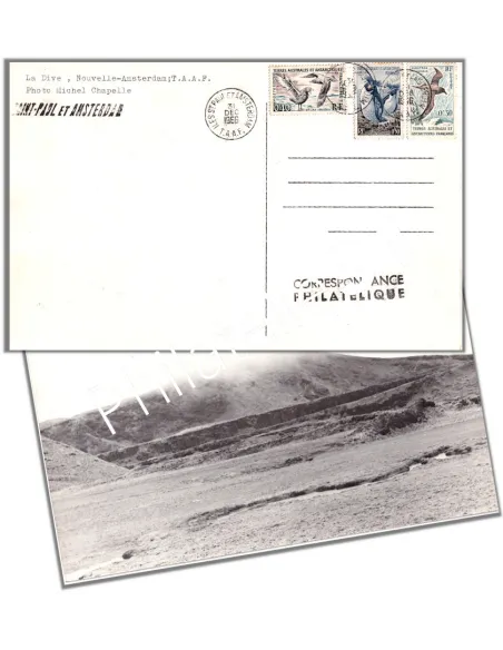 Carte photo des TAAF, timbres des Dom-Tom