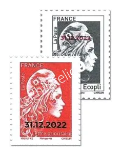 n° 5642A/5642B   Paire Marianne l'Engagée - lettre prioritaire et Ecopli - surchargés 31/12/2022 (date de retrait)