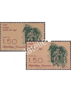 Timbre de France n° 2371 - Vaccin contre la rage. Variété.