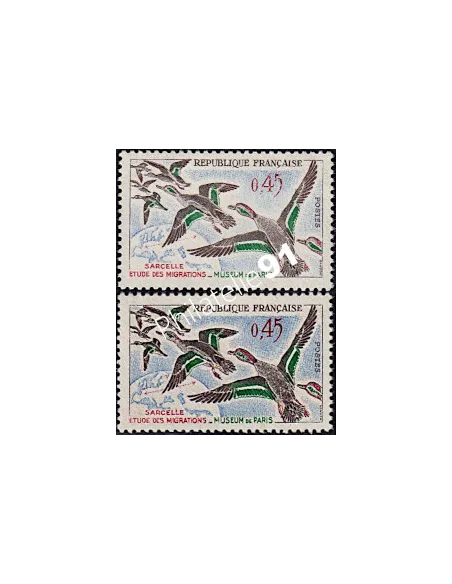 Variété sur Timbre de France n° 1275a, timbres de France