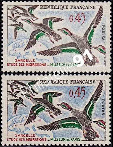 Variété sur Timbre de France n° 1275a, timbres de France