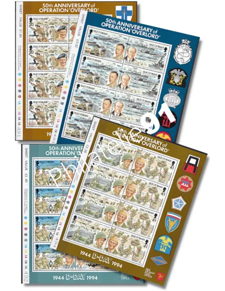 Timbres d’île DE MAN n° 629 à 636 - DÉBARQUEMENT, Collection timbres Europe