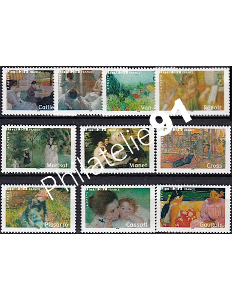 n° 3866a à 3875a, Timbres gommés sans logo, collection timbres France