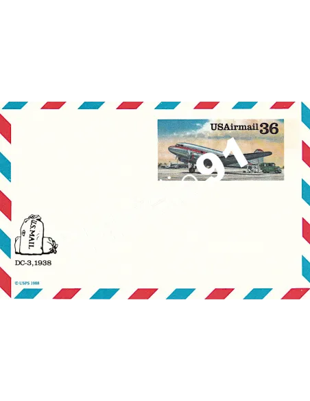 États-Unis, Entier Postal DC-3, Collection lettre Monde