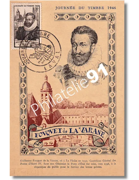 Carte maximum de France - Journée du Timbre de 1946 à Laval