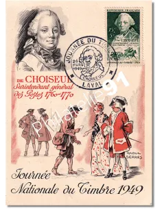 Carte maximum de France - Journée du Timbre de 1949 à Laval