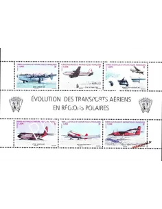 Feuille de Timbres des TAAF n° 612, avions, timbres des Dom-Tom